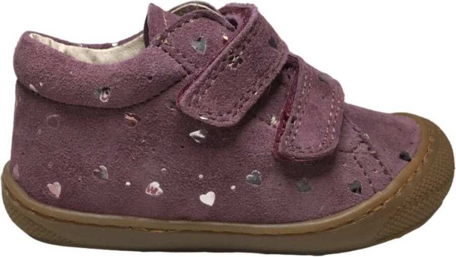 Naturino Cocoon velcro's bumper hartjes lederen sneakers Paars