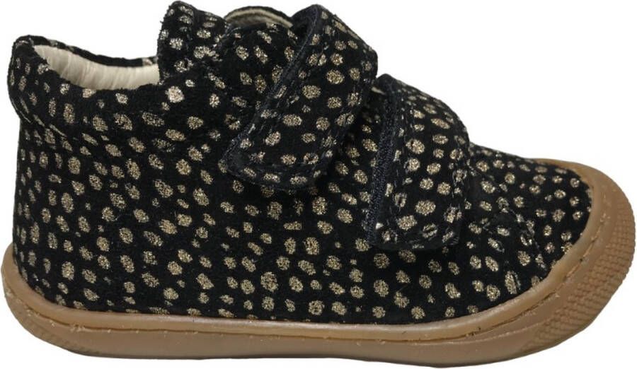 Naturino Cocoon velcro's bumper lederen sneakers gouden stippen zwart