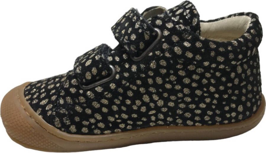 Naturino Cocoon velcro's bumper lederen sneakers gouden stippen zwart