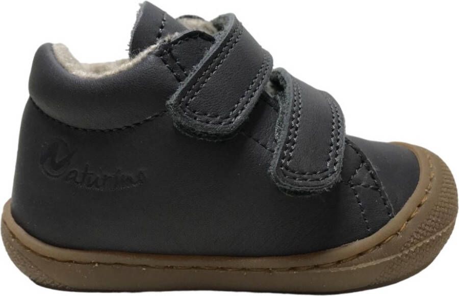 Naturino Cocoon- velcro's bumper warme effen lederen sneakers grijs