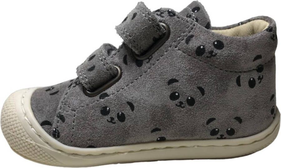 Naturino Cocoon velcro's panda print lederen sneakers Dk grijs