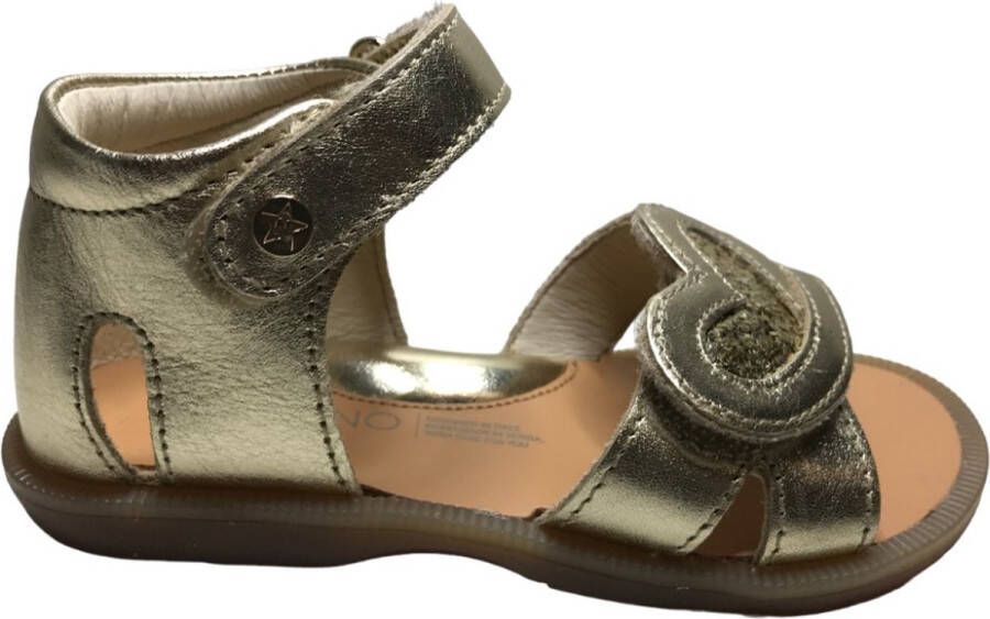 Naturino Crisytel velcro's glitter hartje lederen sandalen Goud dichte hiel