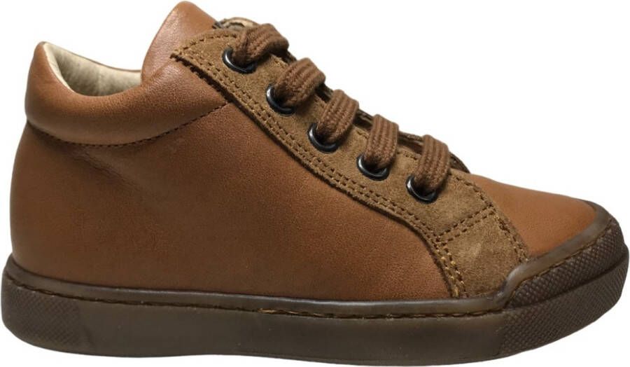 Naturino Dord rits veter bumper lederen effen hoge sneakers Cognac