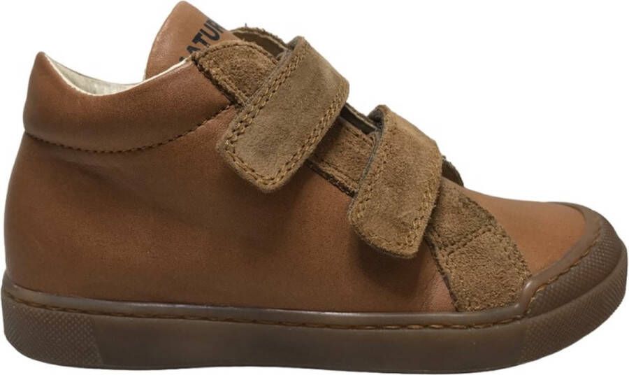 Naturino Dord velcro's bumper lederen effen hoge sneakers Cognac