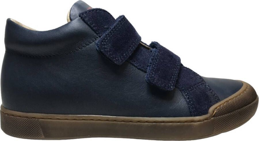 Naturino Dord velcro's bumper lederen effen hoge sneakers Navy