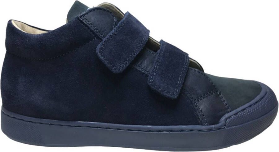 Naturino Dord velcro's bumper lederen effen hoge sneakers Navy