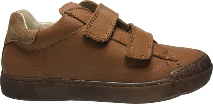 Naturino Eindhoven 2 velcro's bumper lederen sneakers cognac