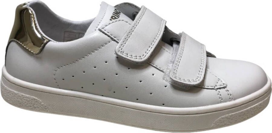 Naturino Hasselt 2 velcro's lederen sneakers wit goud