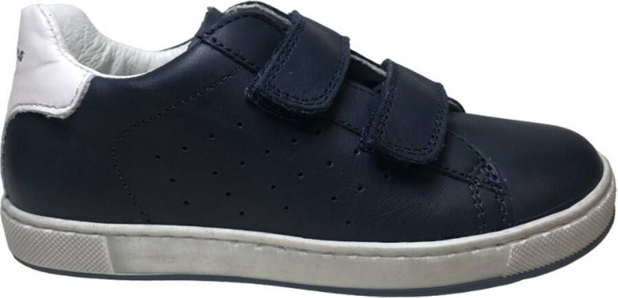 Naturino Hasselt velcro's witte hiel lederen sneakers Navy