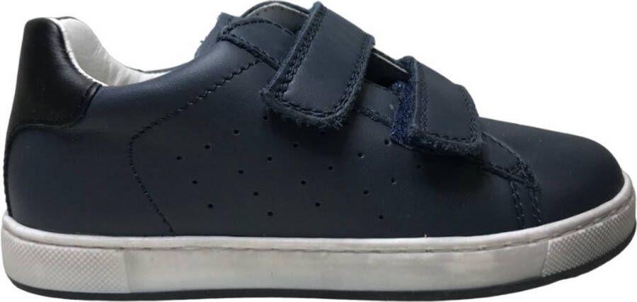 Naturino Hasselt velcro's zwarte hiel lederen sneakers Navy