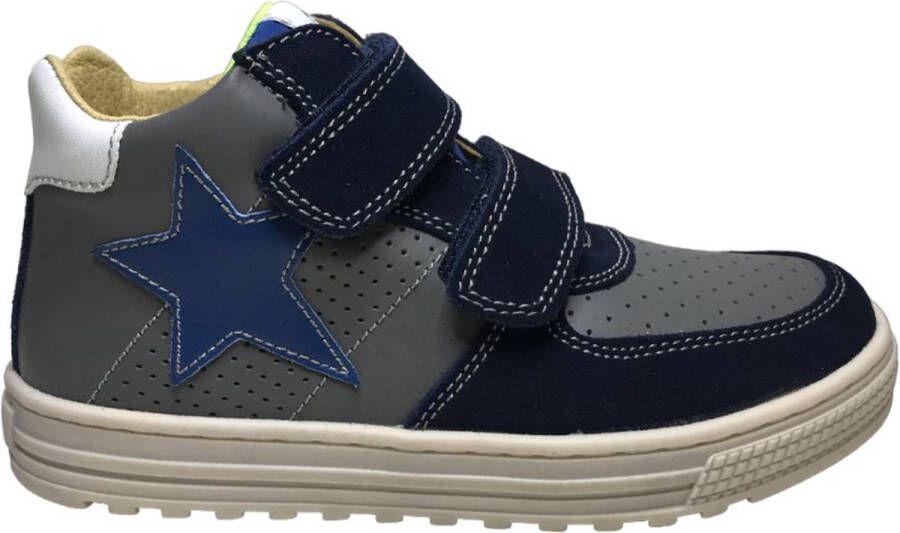 Naturino Hess High velcro's blauwe ster lederen hoge sneakers Grijs navy