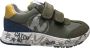 Naturino Jesko velcro's witte logo lederen sportieve sneakers groen blauw - Thumbnail 1