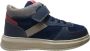 Naturino Otzar elastiek velcro hoge lederen sneakers blauw - Thumbnail 1