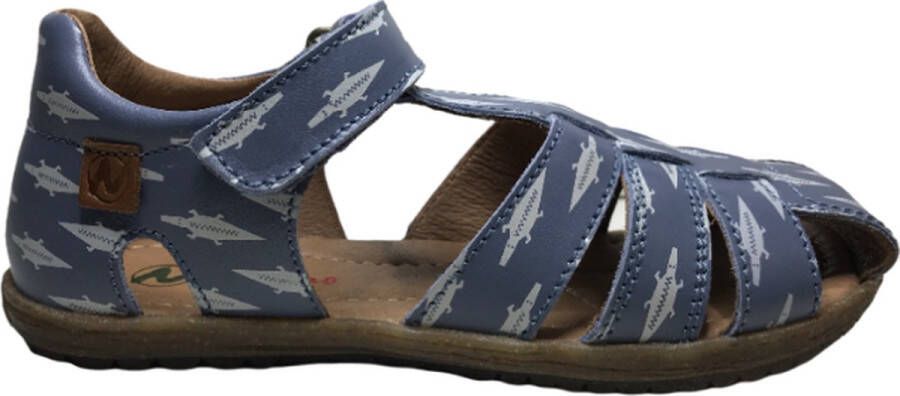 Naturino velcro krokodillen lederen sandalen see blauw - Foto 1