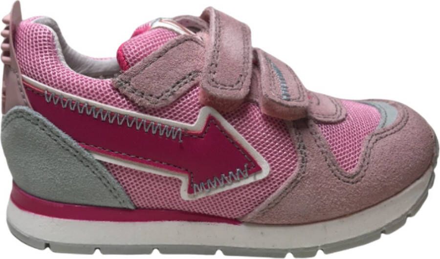 Naturino velcro's fuxia pijl lederen sportieve sneakers Crunch Roze grijs