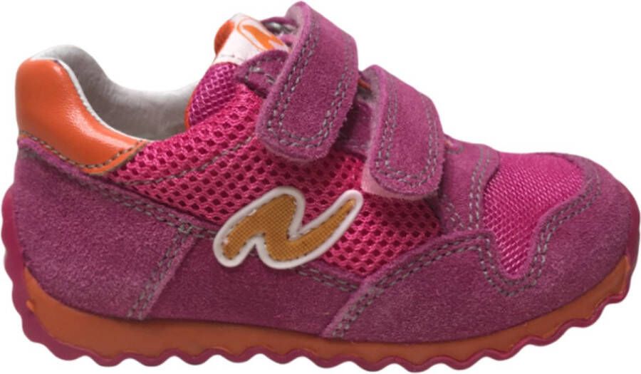 Naturino velcro's lederen sportieve sneakers Sammy fuxia orange