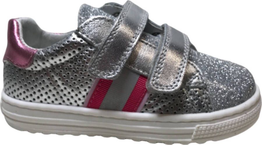 Naturino velcro's rubberen tip lederen sneakers Seam zilver fuxia - Foto 1