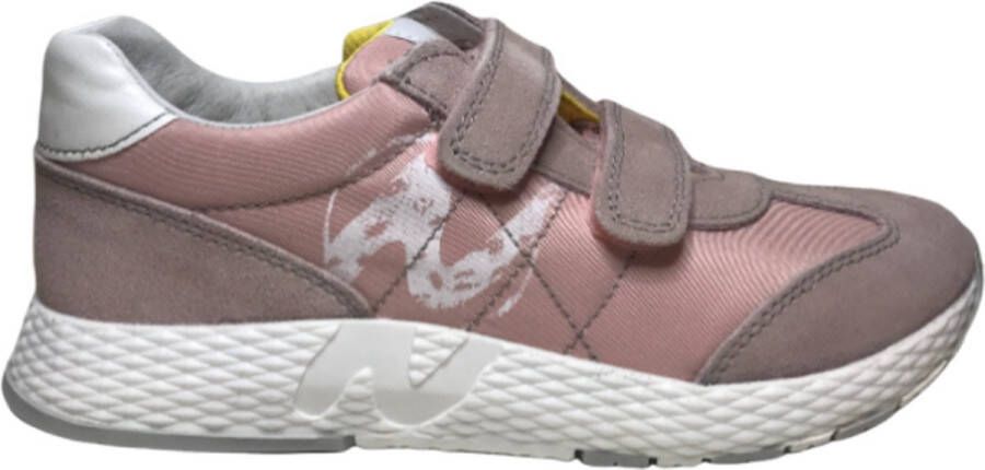 Naturino velcro's witte logo lederen sportieve sneakers Jesko roze