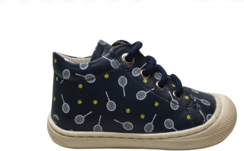 Naturino veter bumper tennis print lederen schoenen Cocoon Navy