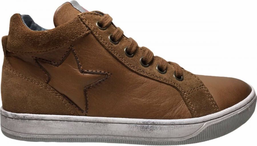 Naturino veter rits ster lederen hoge sneakers Clay Star cognac