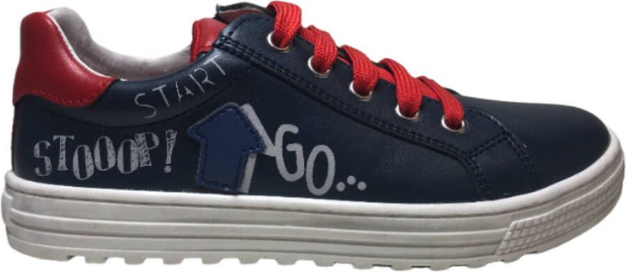 Naturino veter rits 'start' lederen sneakers Kelp Navy Rood