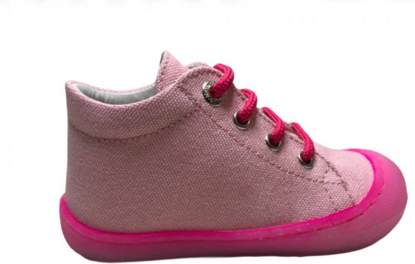 Naturino veters bumper effen canvas schoenen Cocoon fluo roze