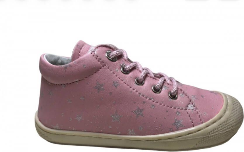 Naturino veters zilveren sterren lederen schoenen Cocoon Roze