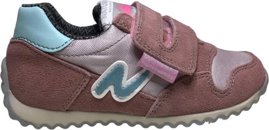 Naturino Waterproof Sammy velcro turquoise logo warme sportieve lederen sneakers roze - Foto 1