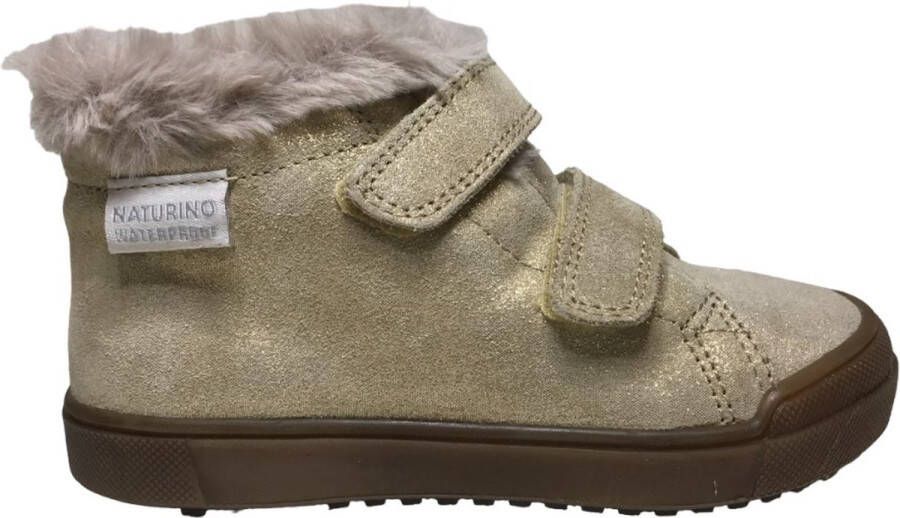 Naturino WP Dellen- velcro's bumper pelzen kraag warme schoenen goud