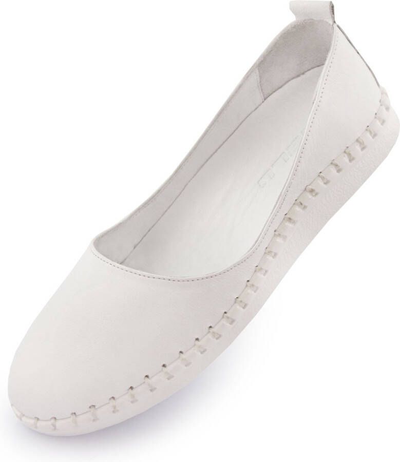 Nell Women's Leather Ballerinas White