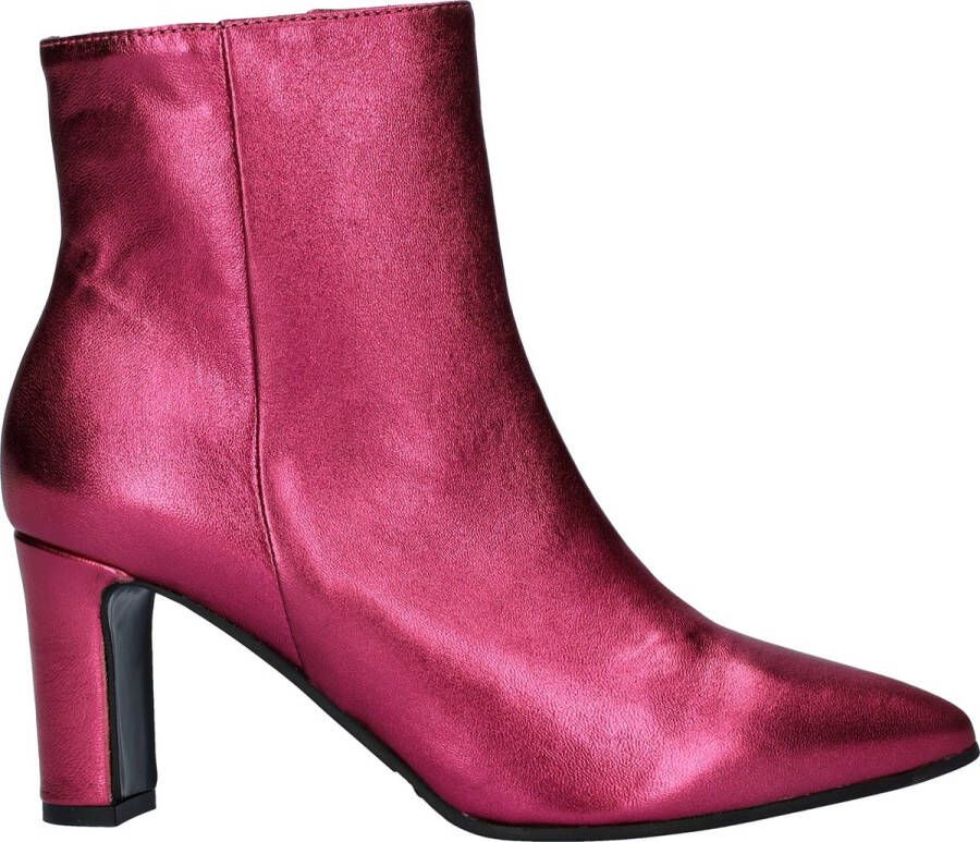 Nelson leren enkellaarzen roze metallic