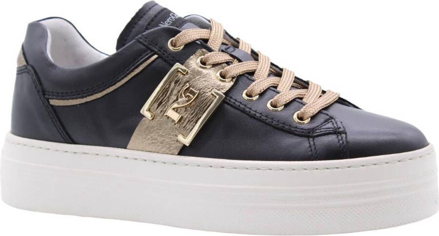 Nerogiardini Bronzen Gelamineerde Leren Sneaker Brown Dames