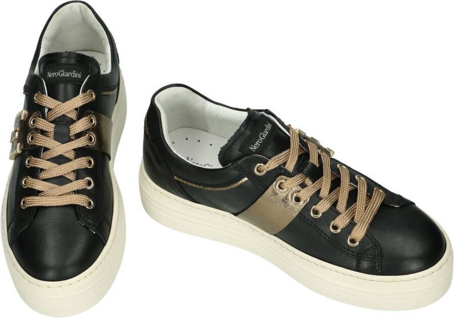 Nerogiardini Bronzen Gelamineerde Leren Sneaker Brown Dames