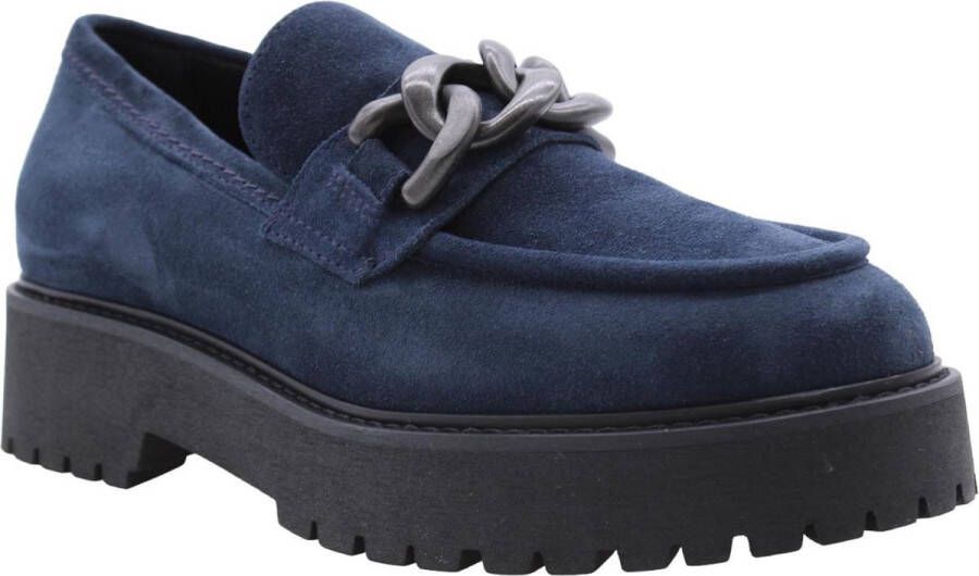 Nerogiardini Leren Dames Loafers Slip-On Stijl Blue Dames