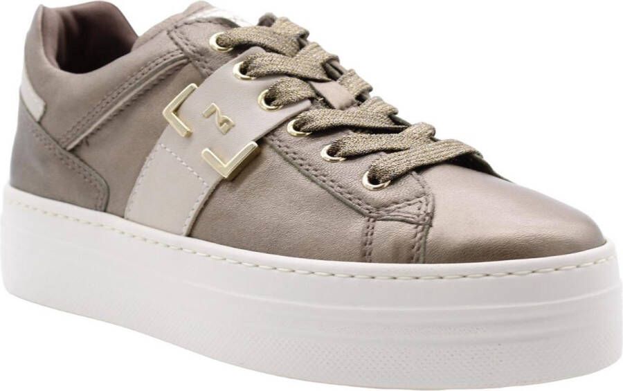 Nerogiardini Bronzen Gelamineerde Leren Sneaker Brown Dames