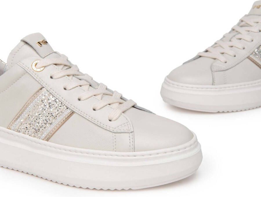 NeroGiardini Sneakers Fluweel Osso 0100 T.Glitter Gr.910 625 T.Brill Plat Streetwear Vrouwen