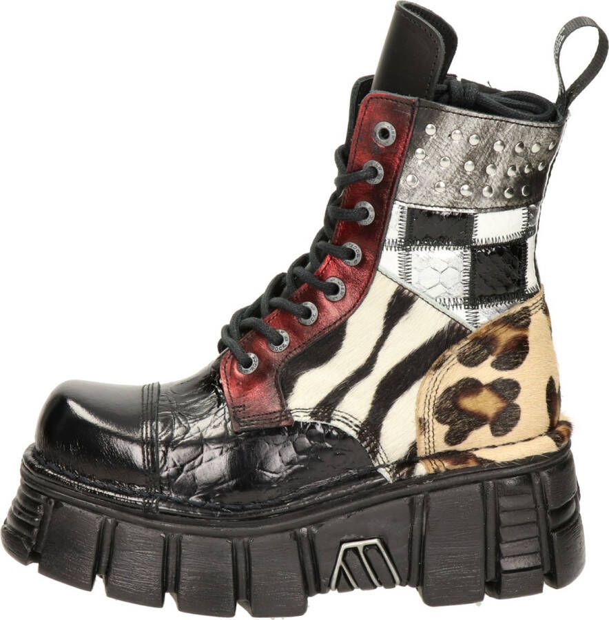 Newrock New Rock Mil dames veterboot Zwart multi