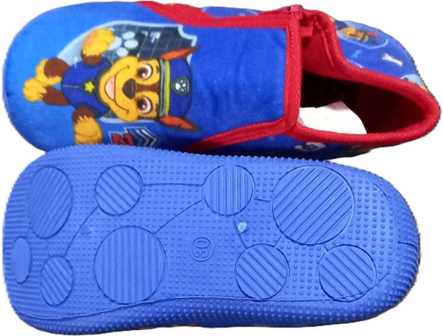 Nickelodeon Paw Patrol sloffen pantoffels Chase Marshall blauw rubberen zool rits