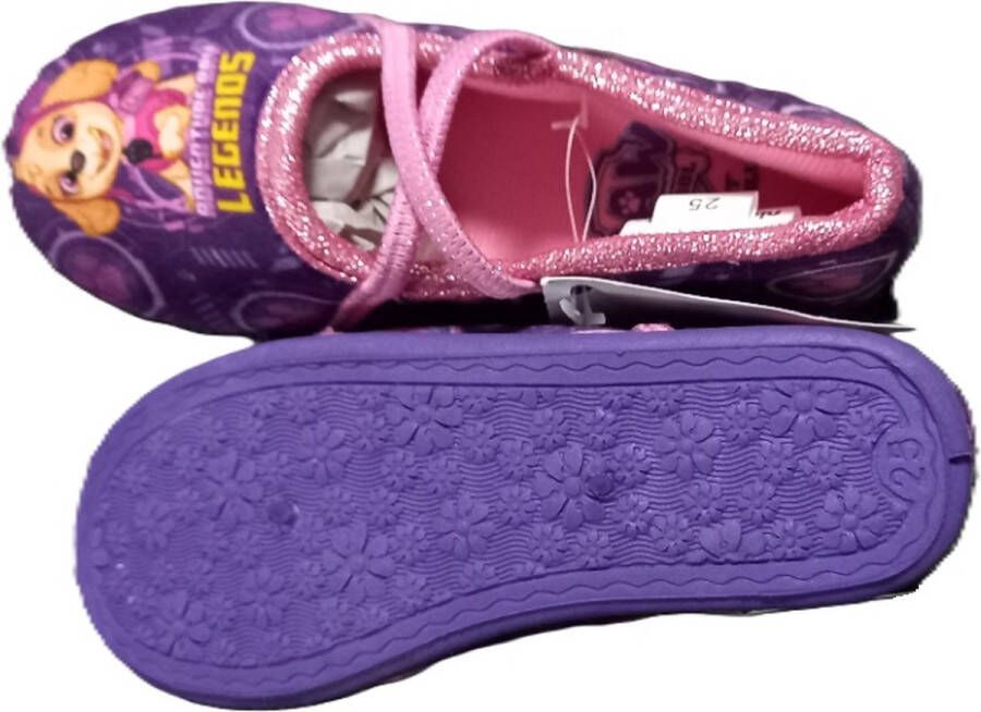 Nickelodeon Paw Patrol sloffen pantoffels Skye paars roze fluweel velvet rubberen zool