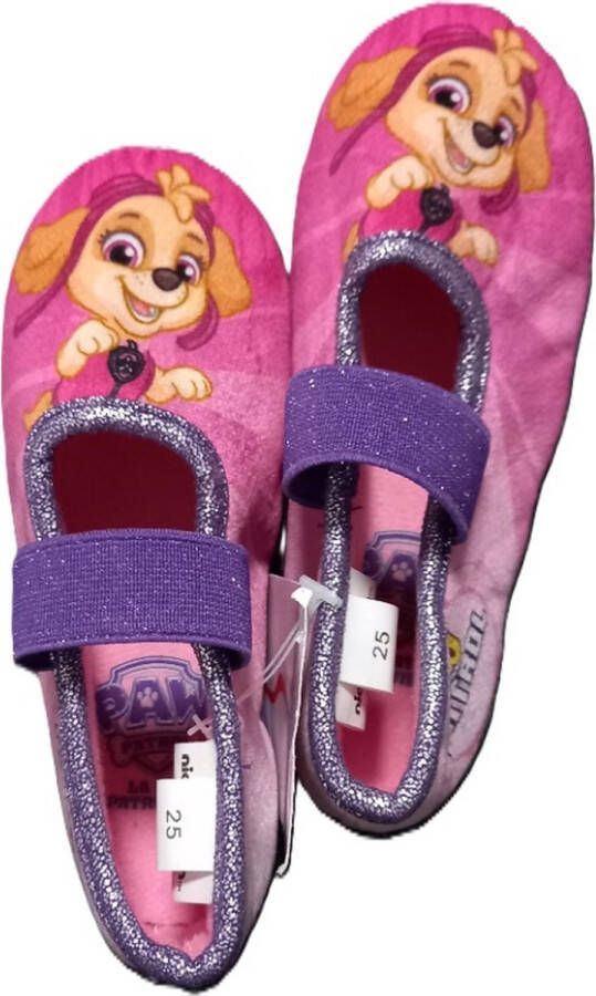 Nickelodeon Paw Patrol sloffen pantoffels Skye roze paars fluweel rubberen zool