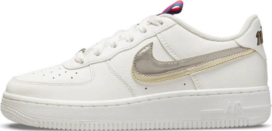 Nike Air Force 1 LV8 Double Swoosh Silver Gold Blanc