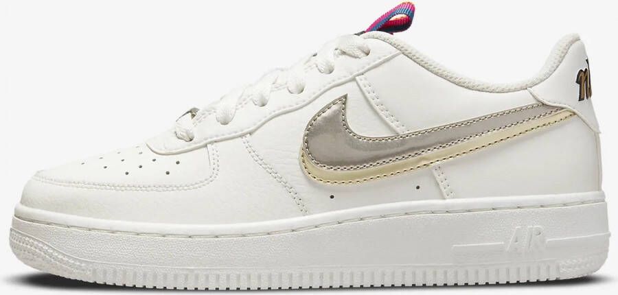 Nike Air Force 1 LV8 Double Swoosh Silver Gold Blanc