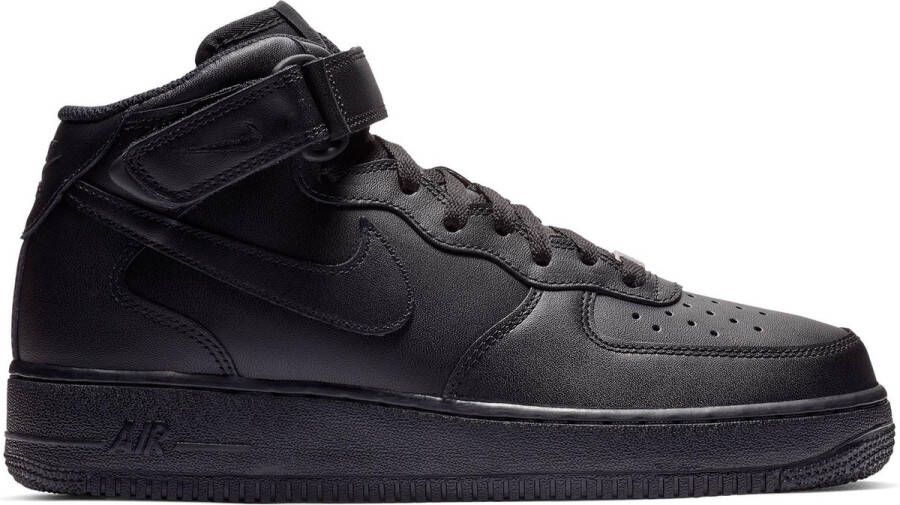 Nike Air Force 1 Mid Heren Schoenen Black Leer 5 Foot Locker