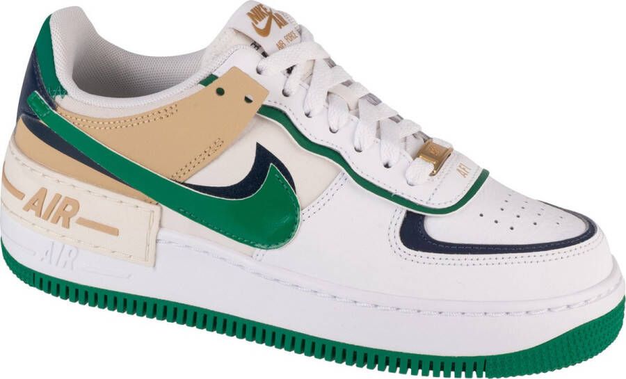 Nike Air Force 1 Shadow Dames White Malachite Sesame Midnight Navy- Dames White Malachite Sesame Midnight Navy