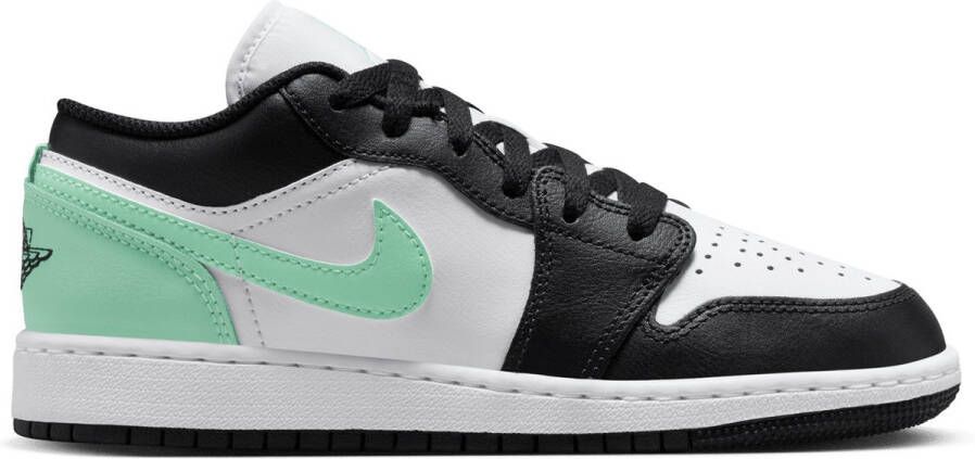 Nike Air Jordan 1 Low Kinder Sneakers Leer Zwart Wit Licht Groen