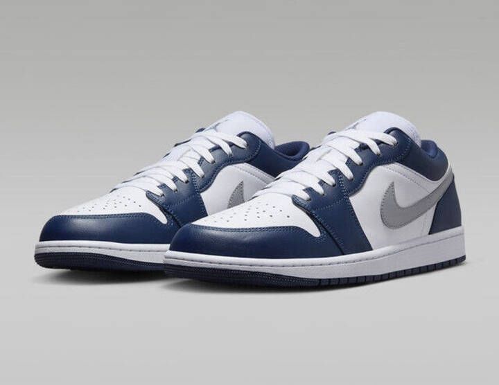 Jordan Air 1 Low White Midnight Navy Wolf Grey- Heren White Midnight Navy Wolf Grey