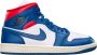 Nike Air Jordan 1 Mid 'French Blue' (Women's) BQ6472-146 blauw wit rood- sneakers hoog - Thumbnail 1