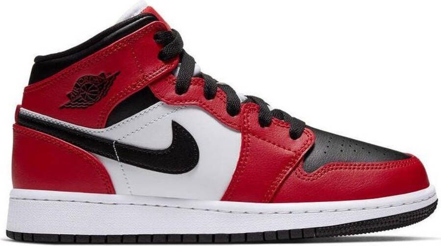 Nike Air Jordan 1 Mid (GS) Black Black-Gym Red