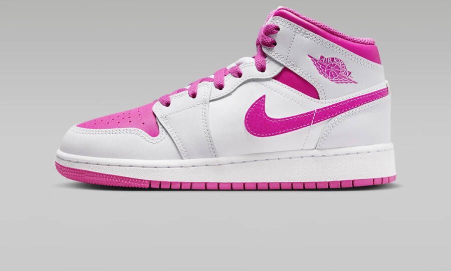 Nike Air Jordan 1 Mid GS Fire Pink Sneakers Kinderen Meisjes Wit Roze