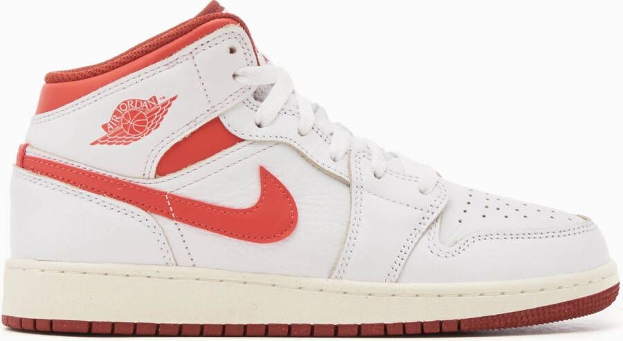 Nike Air Jordan 1 Mid SE Kinder Sneakers Wit Rood